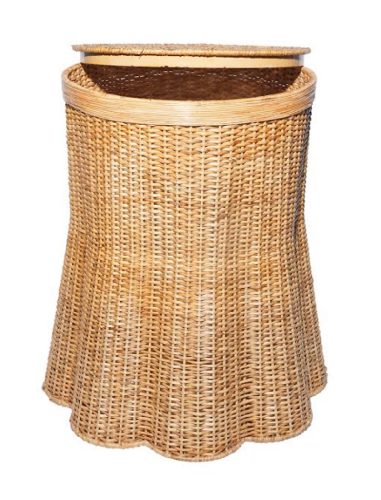 Incredible Storage Scalloped Wicker 24" Stool | Enchanted Home - GLA166