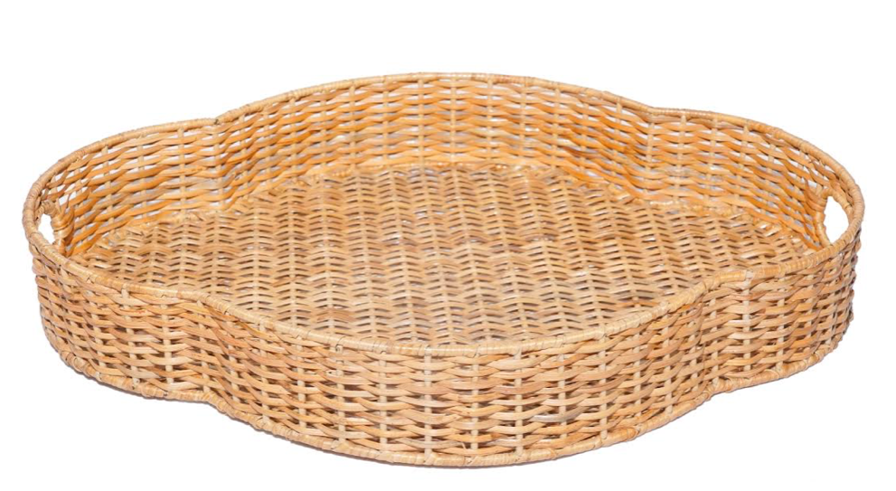 Incredible New Scalloped Wicker Tray | Enchanted Home - GLA158