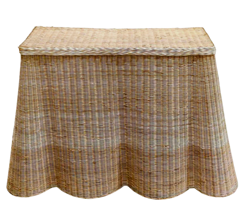 Small Wicker Scalloped Table | Enchanted Home - GLA154
