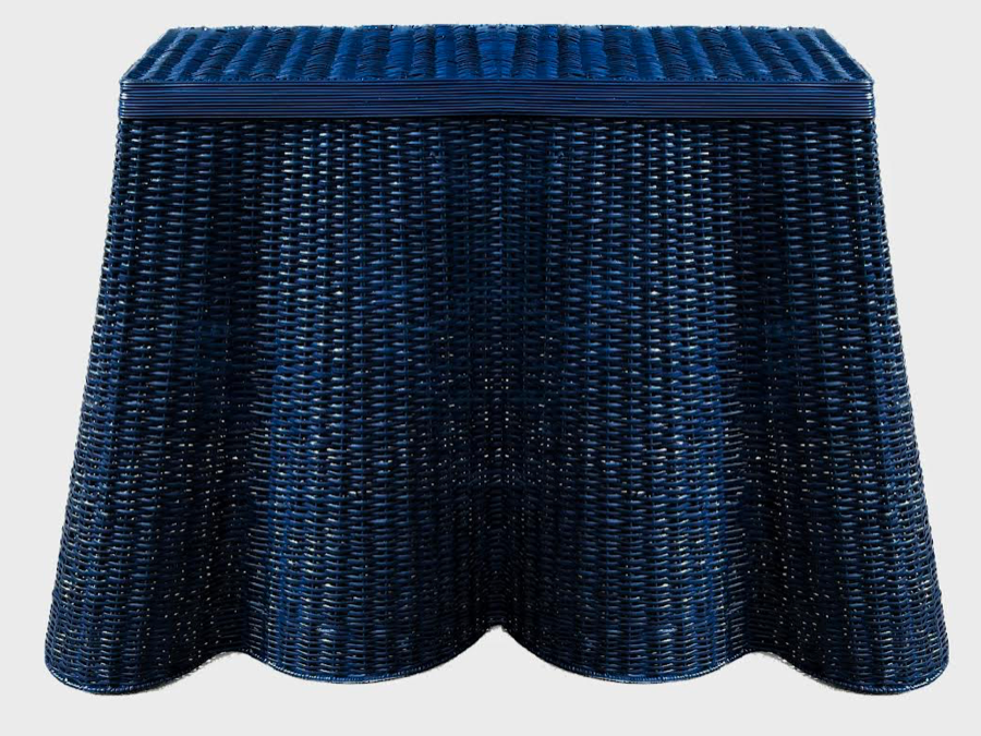 Fabulous New Navy Scalloped Wicker Console Table | Enchanted Home - GLA181