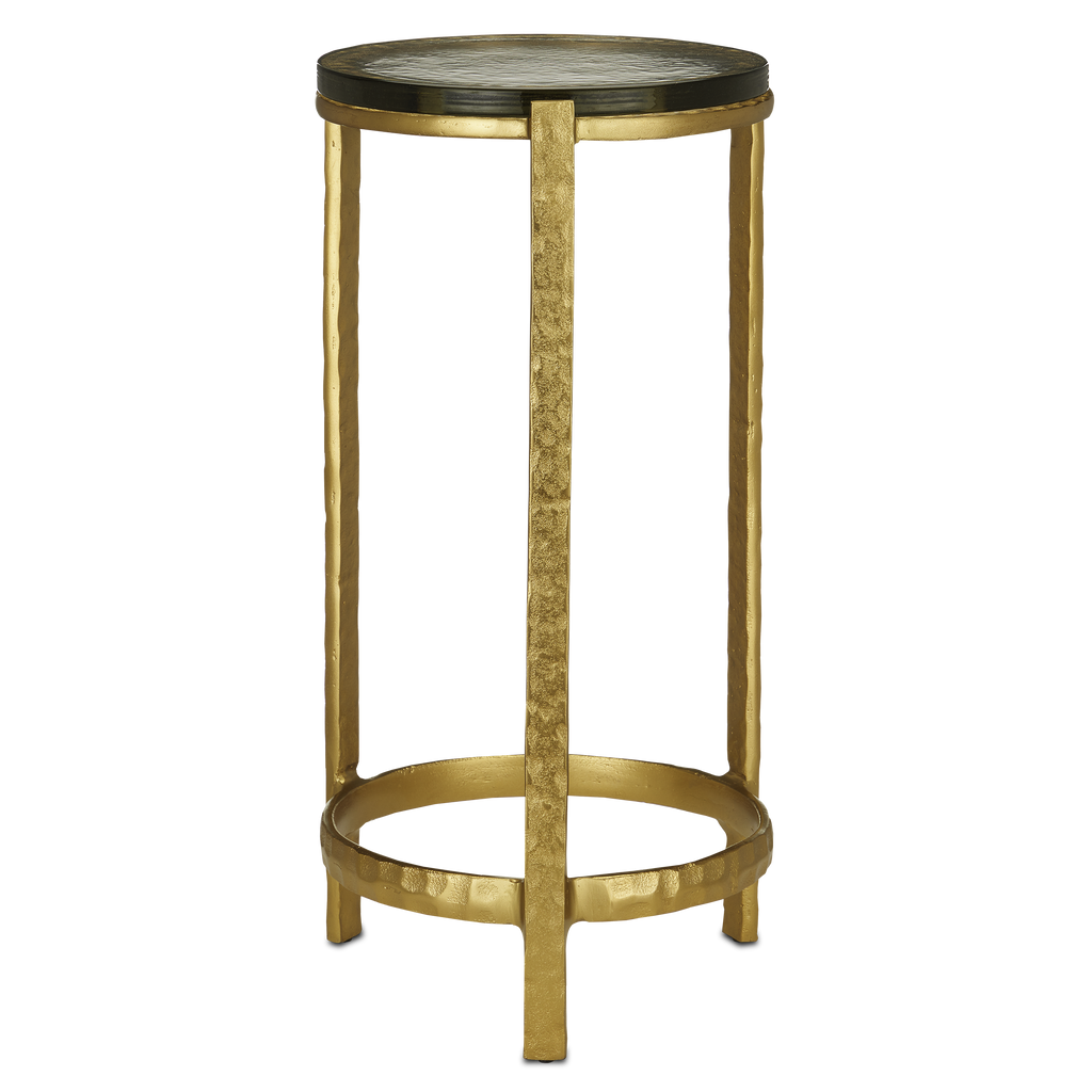 Currey & Company 23.5" Acea Gold Drinks Table With Cast Glass