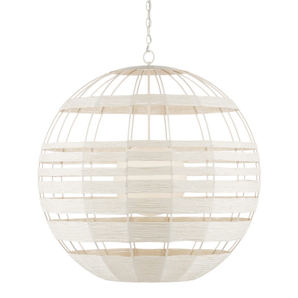 Currey & Company Lapsley 34" White Orb 1-Light Chandelier