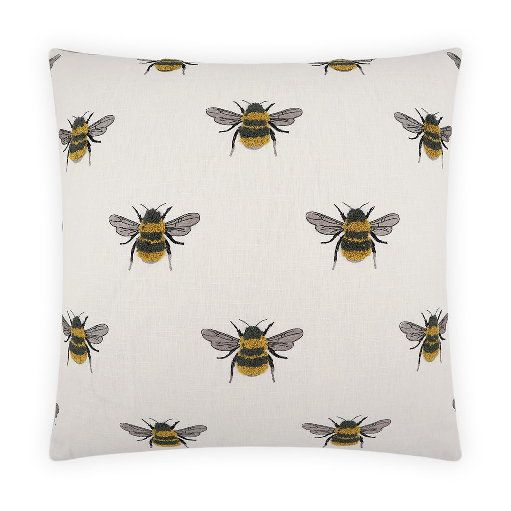 Busy Bee Decorative Throw Pillow - White | DV Kap