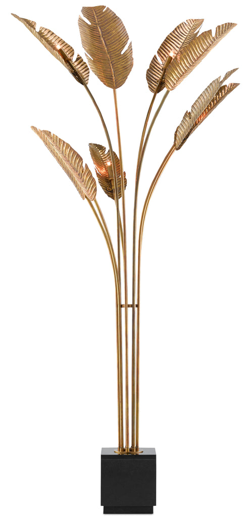 Currey & Company 87.25" Tropical Grande Brass Floor Lamp