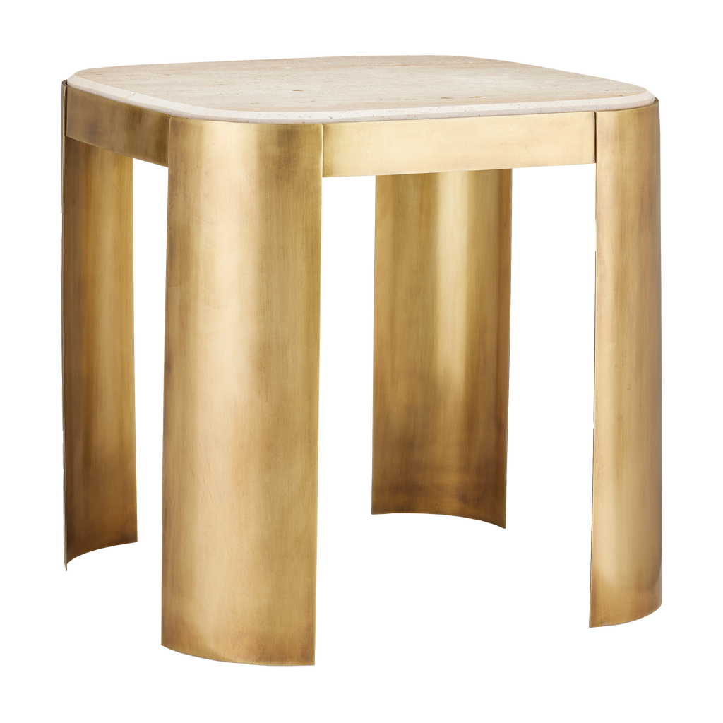 Currey & Company 20.5" Sev Travertine Accent Table