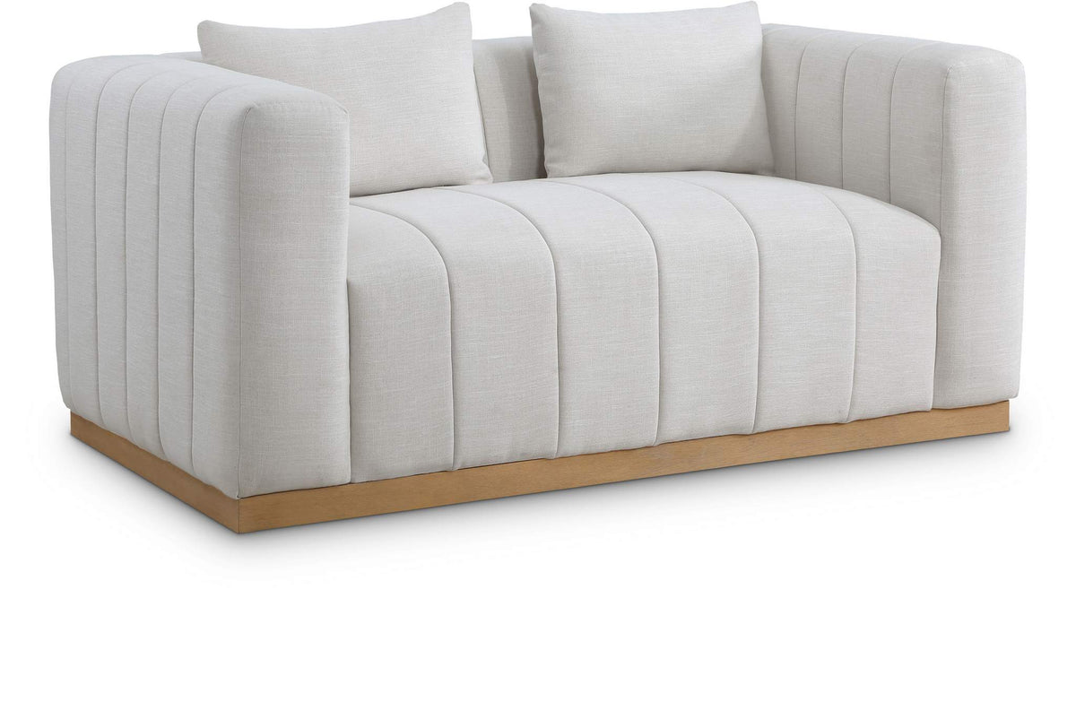 Lucia 67" Cream Linen Textured Fabric Upholstered Loveseat | Meridian ...