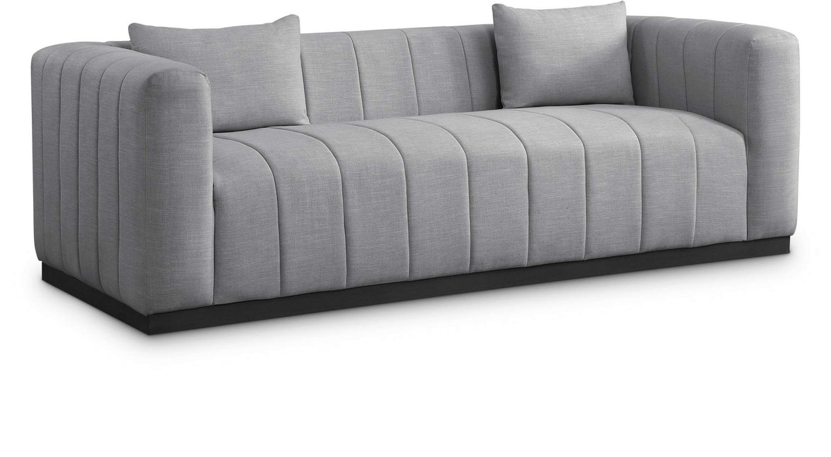 Lucia 90.5" Grey Linen Textured Fabric Upholstered Sofa | Meridian ...