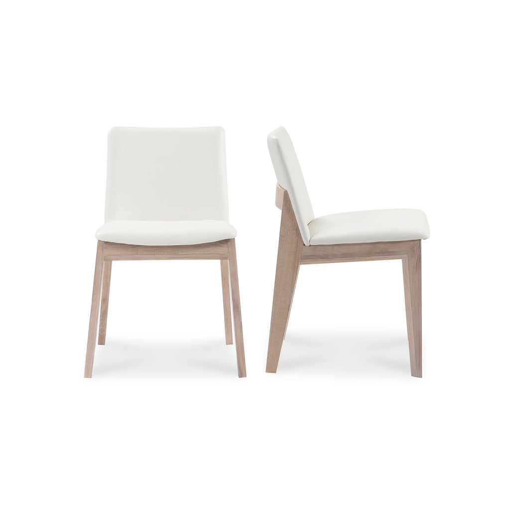 Deco Oak Dining Chair White Pvc-Set Of Two | Moe's Furniture - BC-1086-05