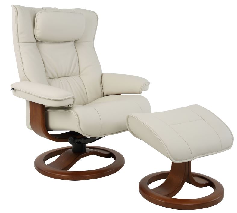 Comfort Collection - Regent R Large Chair with Footstool - AL Ivory 546 R Frame Finish | Fjords - 116UPI-546