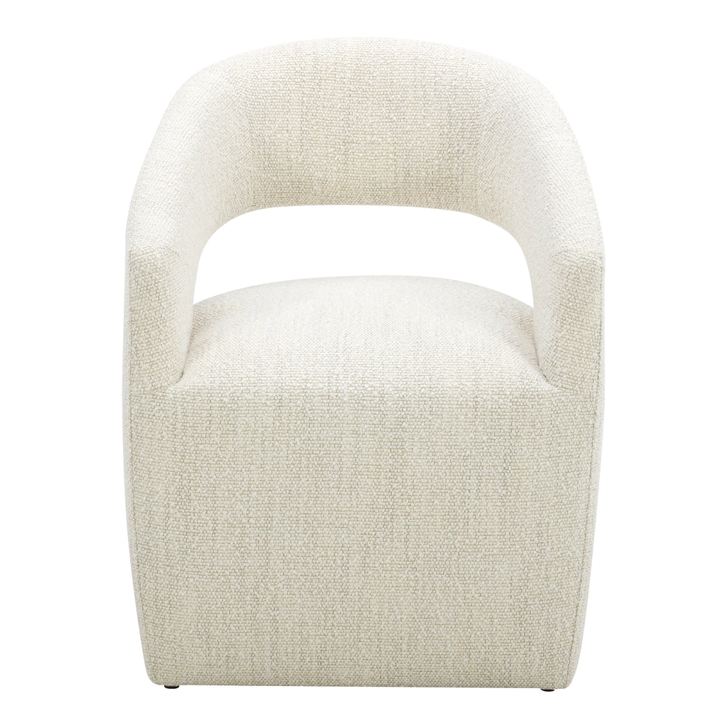 Barrow Rolling Dining Chair Performance Fabric White Mist | Moe's Furniture - KQ-1024-18