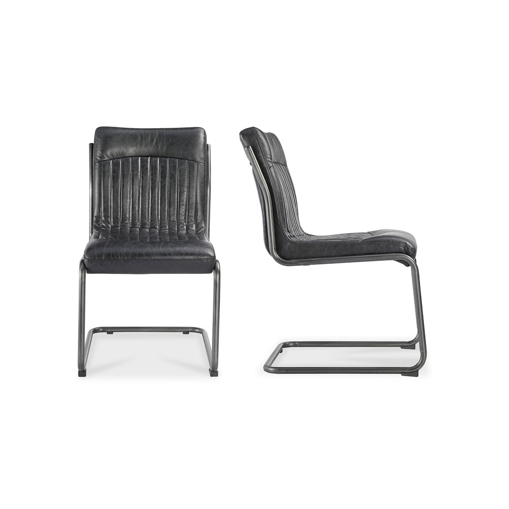 Ansel Dining Chair Onyx Black Leather-Set Of Two | Moe's Furniture - PK-1043-02