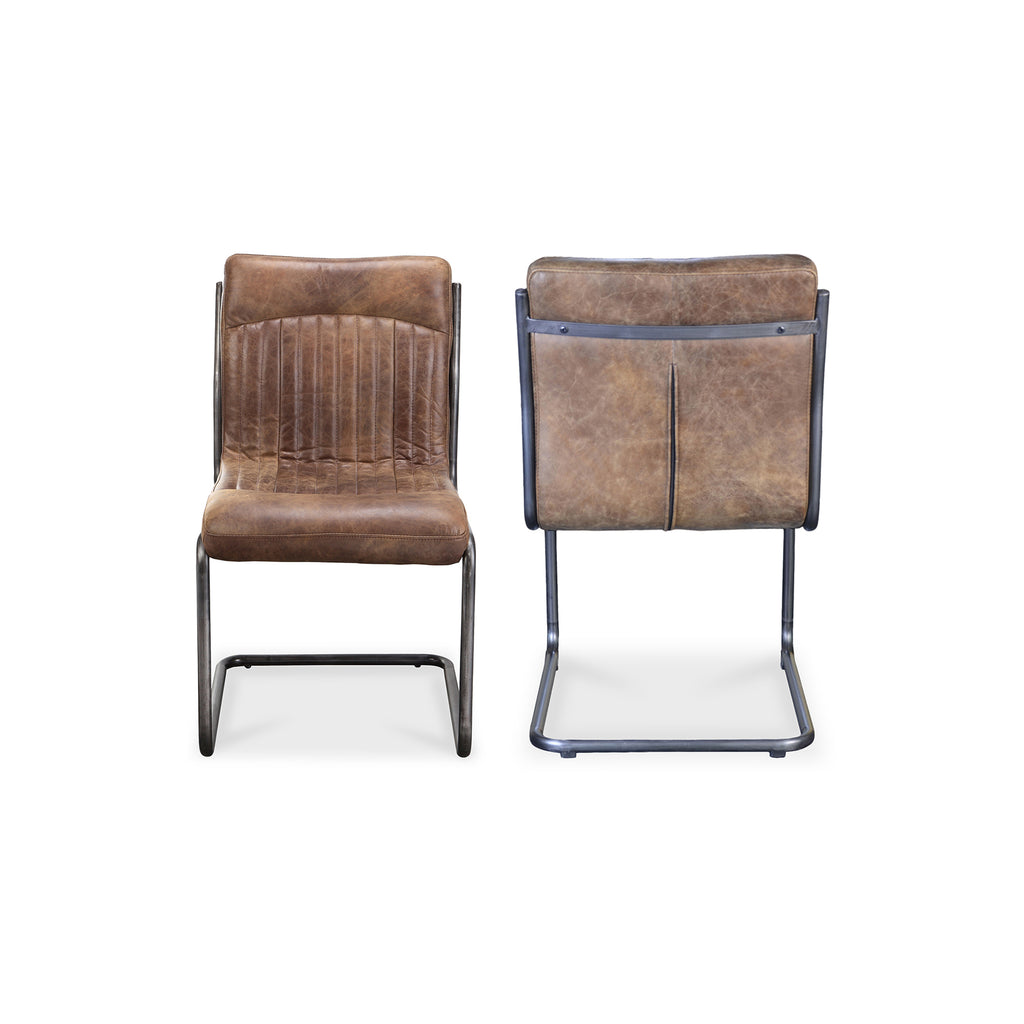 Ansel Dining Chair Grazed Brown Leather-Set Of Two | Moe's Furniture - PK-1043-03
