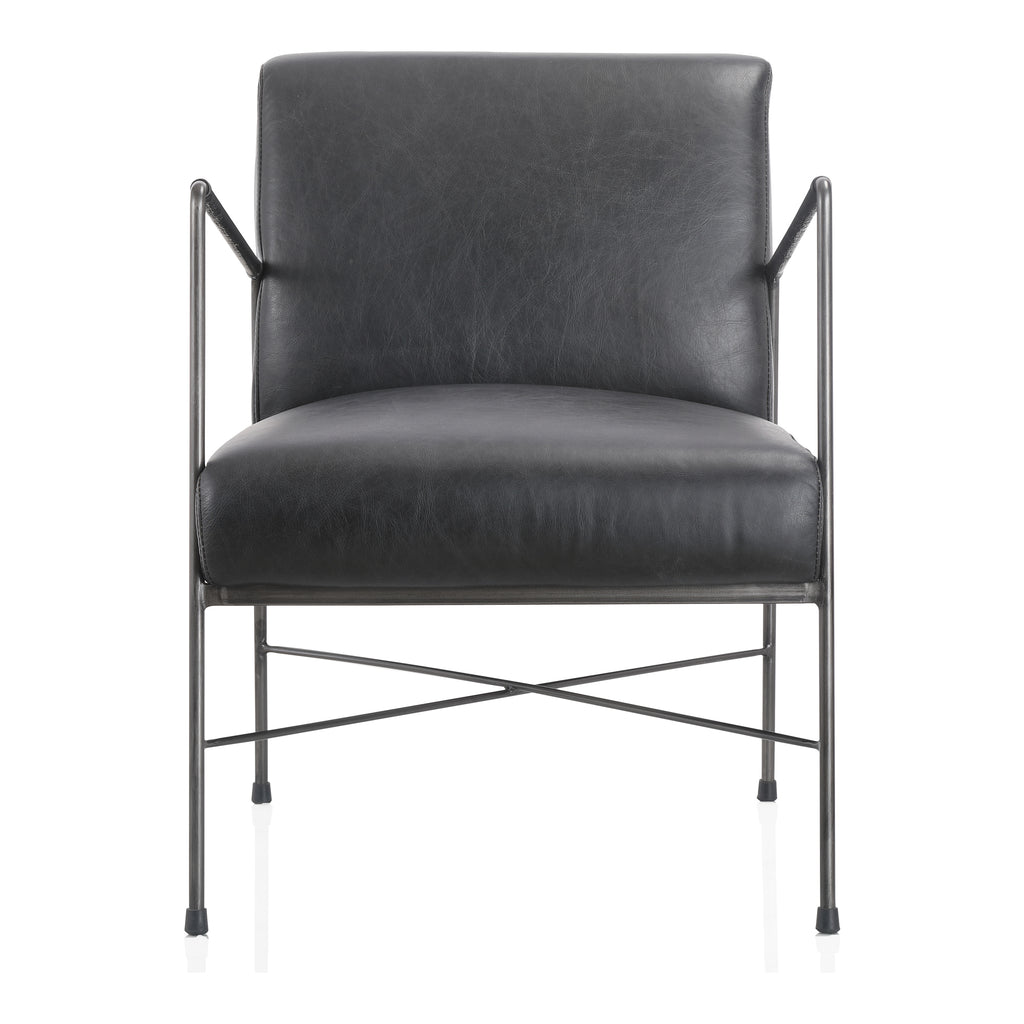 Dagwood Leather Arm Chair Onyx Black Leather | Moe's Furniture - PK-1089-02