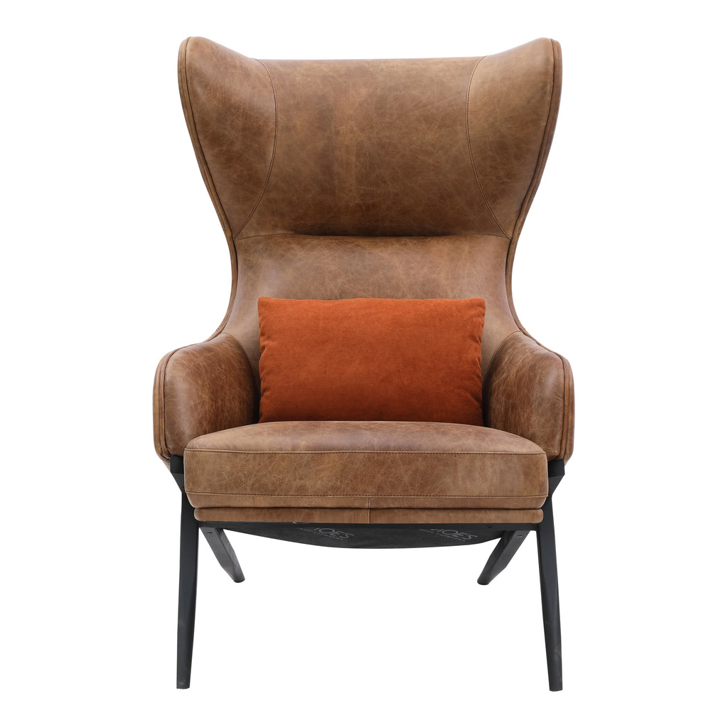 Amos Leather Accent Chair Open Road Brown Leather | Moe's Furniture - PK-1103-14