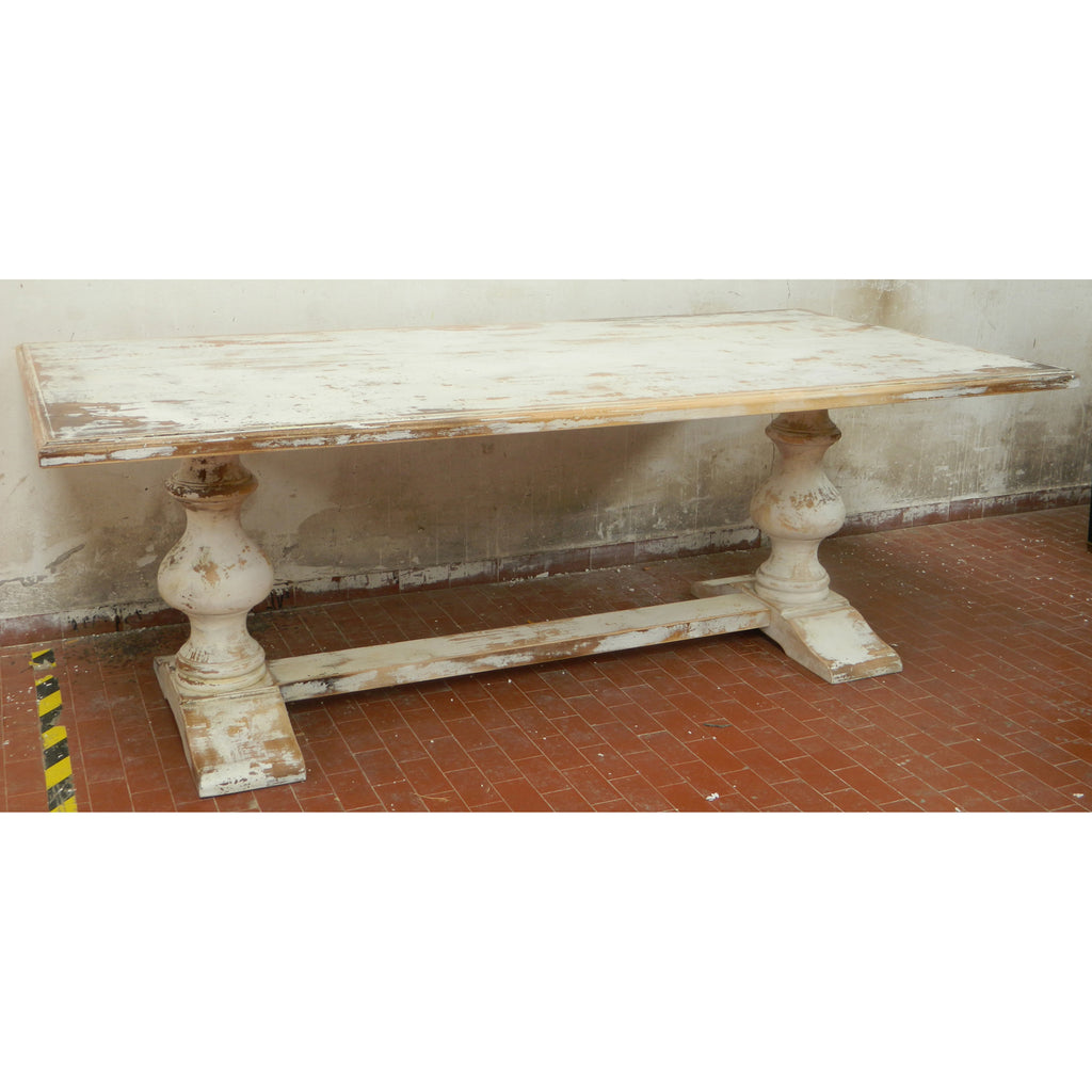 Lionisio Trestle Table Disrupted White | Sarreid Ltd - R085-16