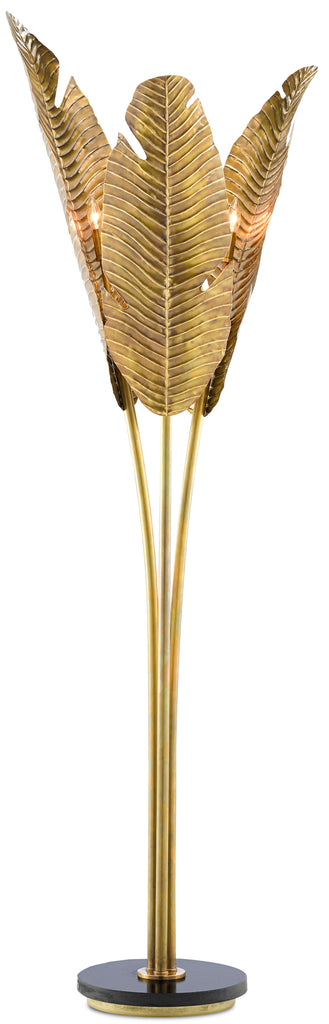 Currey & Company 83.5" Tropical Medium Brass Floor Lamp
