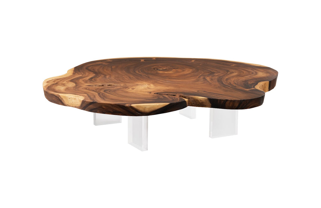 Floating Coffee Table With Acrylic Legs, Natural, Size Varies | Phillips Collection - TH69602