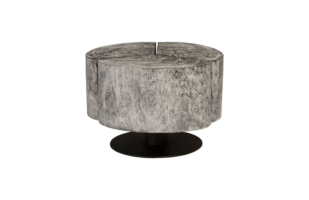Clover Coffee Table, Chamcha Wood, Gray Stone Finish, Metal Base | Phillips Collection - TH93173