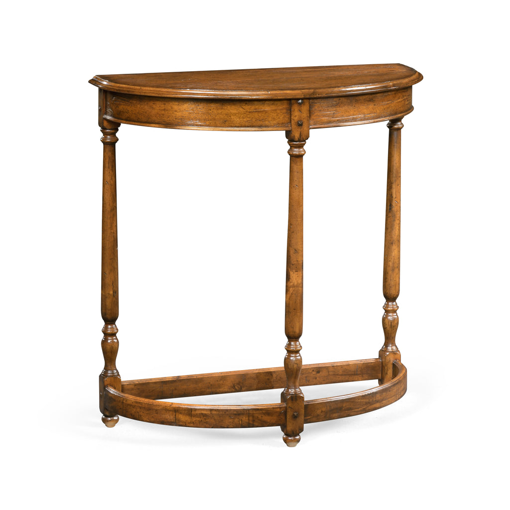 Casually Country Walnut Demilune Console Table | Jonathan Charles - 491162-CFW