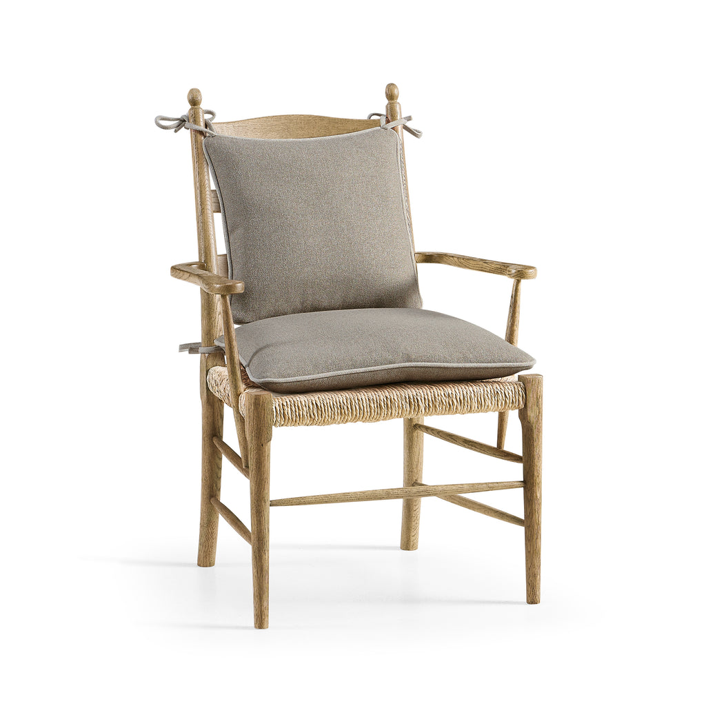 Timeless Doppler Ladderback Arm Chair In Stripped Brown Chestnut | Jonathan Charles - 003-2-000-WNC