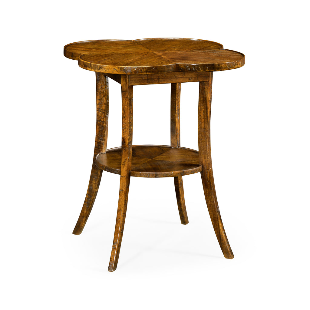 Casual Accents Country Walnut Quatrefoil Accent Table | Jonathan Charles - 491043-CFW