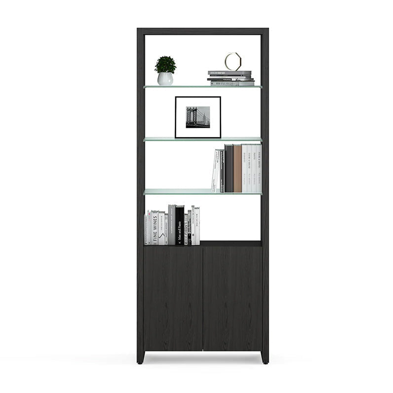 Linea Double Glass Modern Shelf Extension in Charcoal | BDI Furniture - 5802-Charcoal