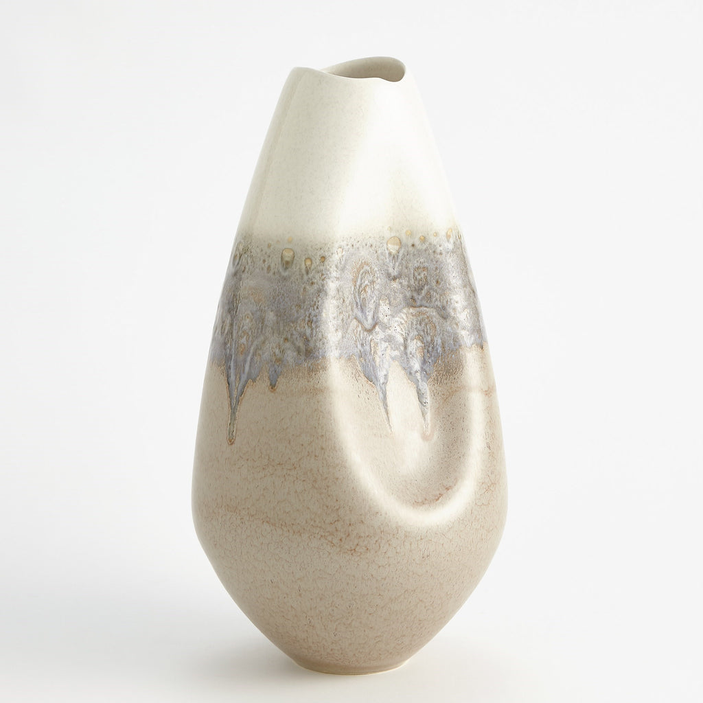 Cream Rises Dented Vase-Lg | Global Views - 1.10806