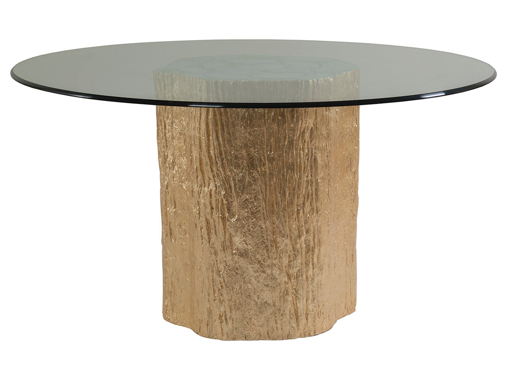 Trunk Segment Round Dining Table With Glass Top-Gold Leaf | Artistica Home - 01-2036-870-56C