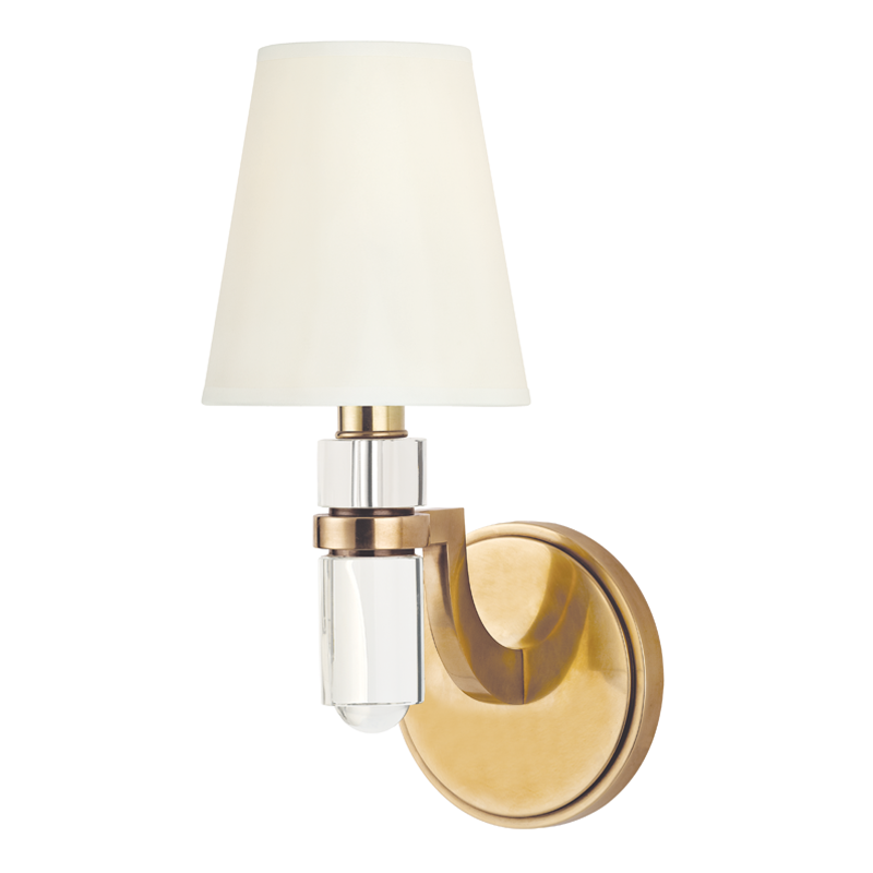 Hudson Valley Lighting 1 Light Wall Sconce W/White Shade - Aged Brass
