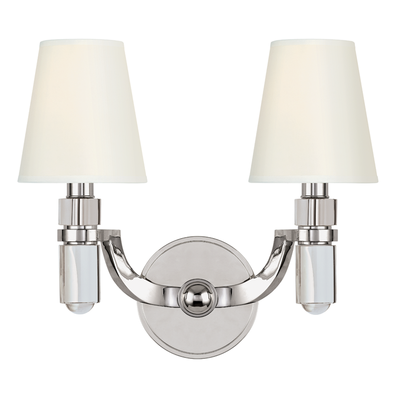 Hudson Valley Lighting 2 Light Wall Sconce W/White Shade - Polished Nickel