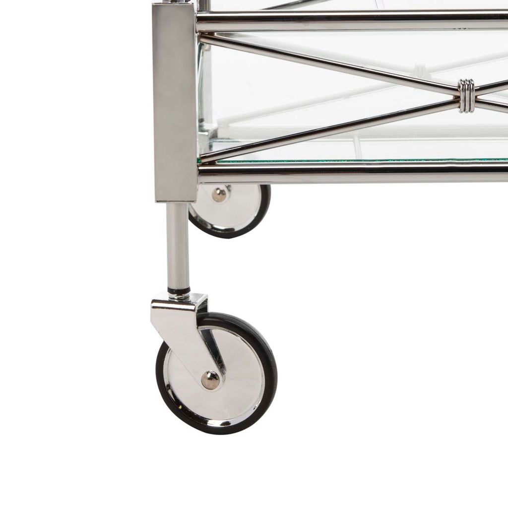 Safavieh Ingrid 2 Tier Rectangle Bar Cart - Chrome/Glass