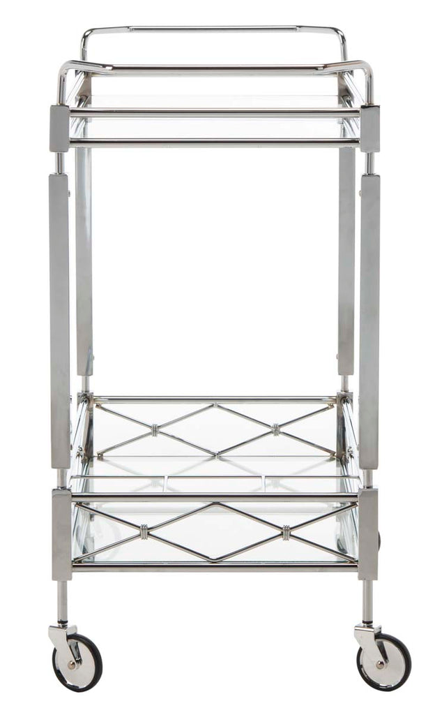 Safavieh Ingrid 2 Tier Rectangle Bar Cart - Chrome/Glass