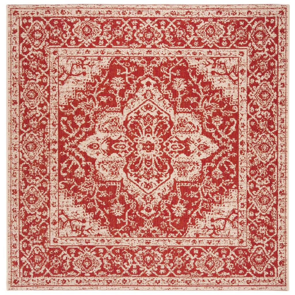 Safavieh Beach House Rug Collection: BHS137Q - Red / Creme