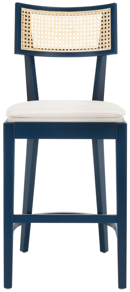 Safavieh Galway Cane Counter Stool - Navy / Natural