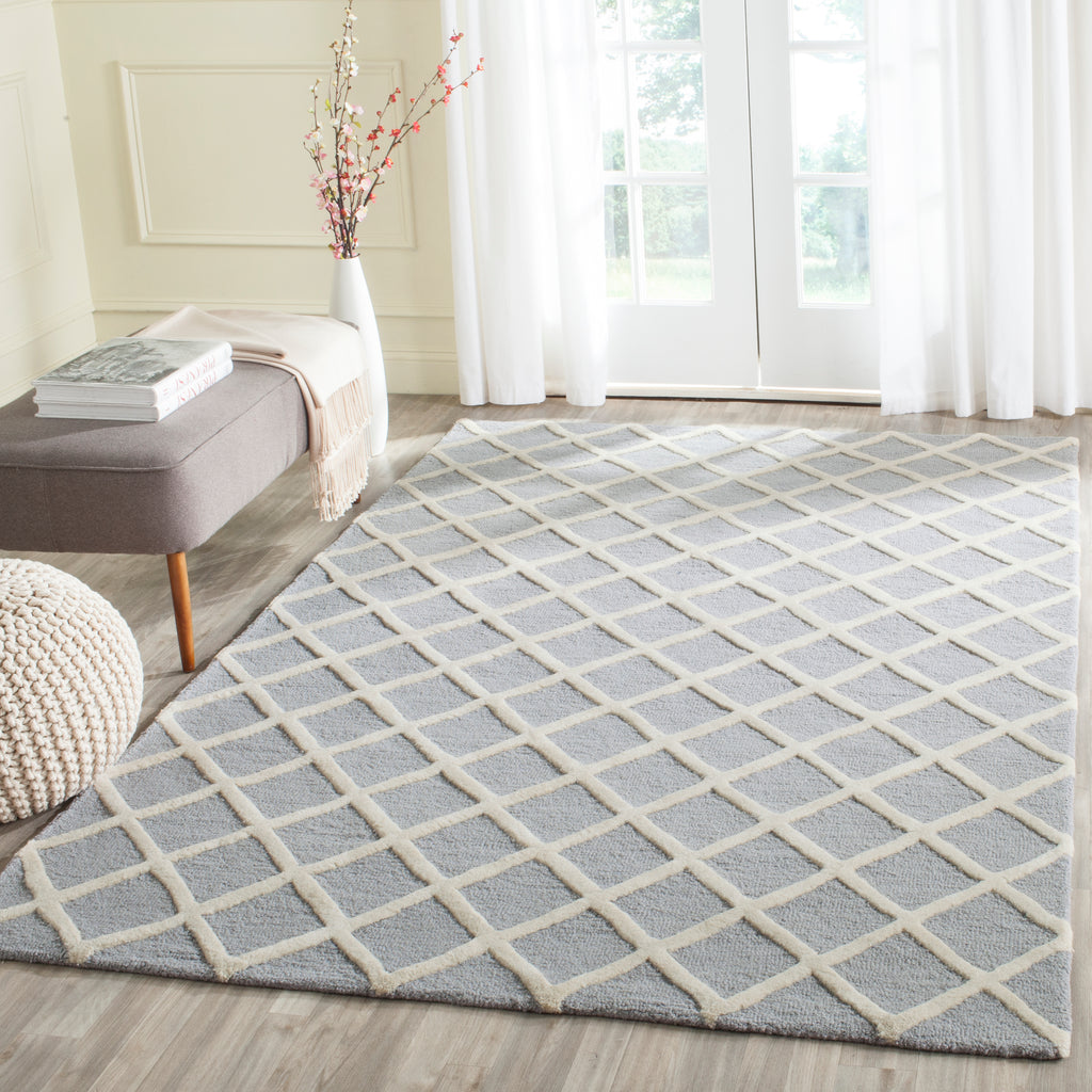 Contemporary Accent Rug, CAM135D, 60 X 91 cm in Silver / Ivory