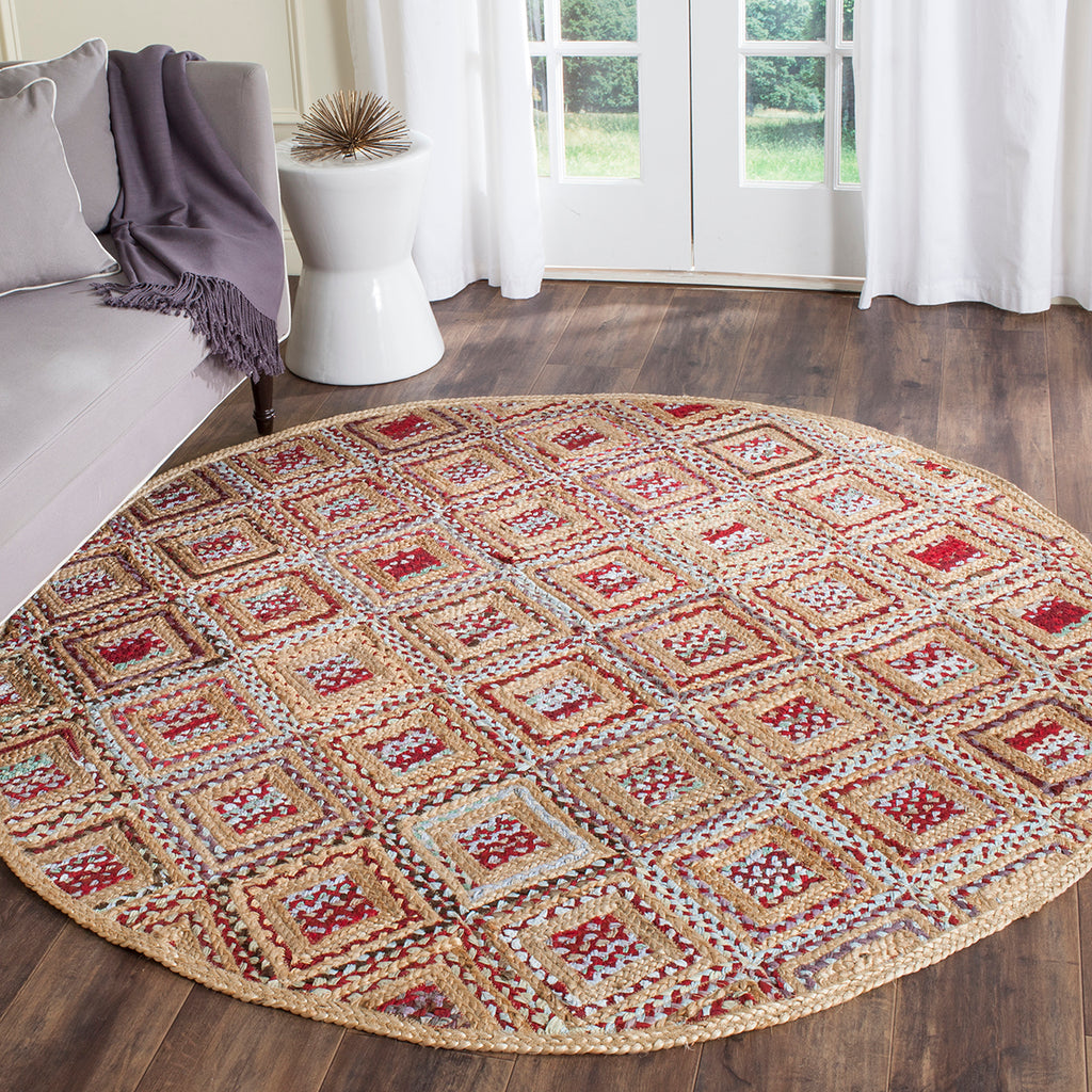 Safavieh Cape Cod Rug Collection CAP354B - Natural / Red