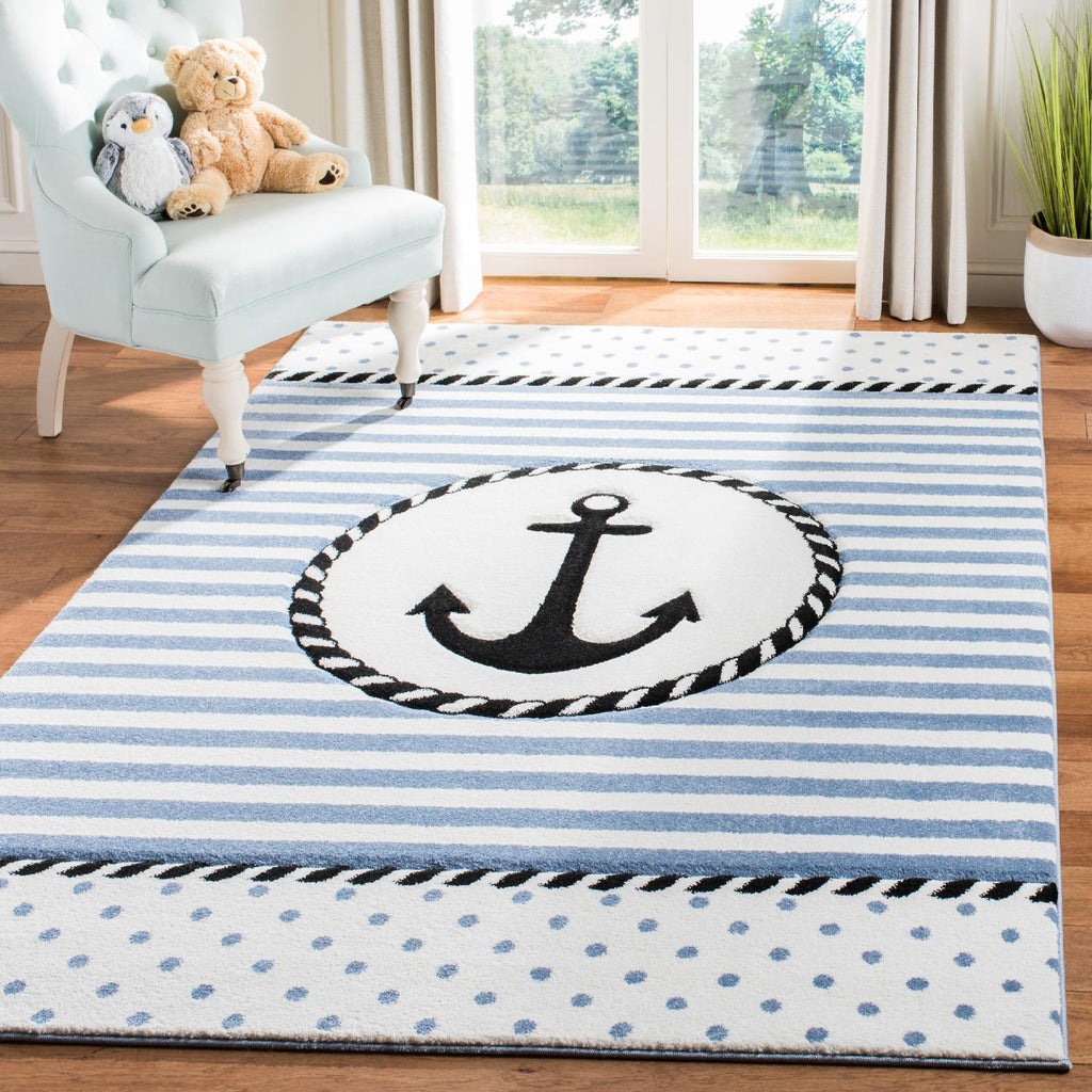 Safavieh Carousel Kids 100 Rug Collection CRK124A - Ivory / Navy