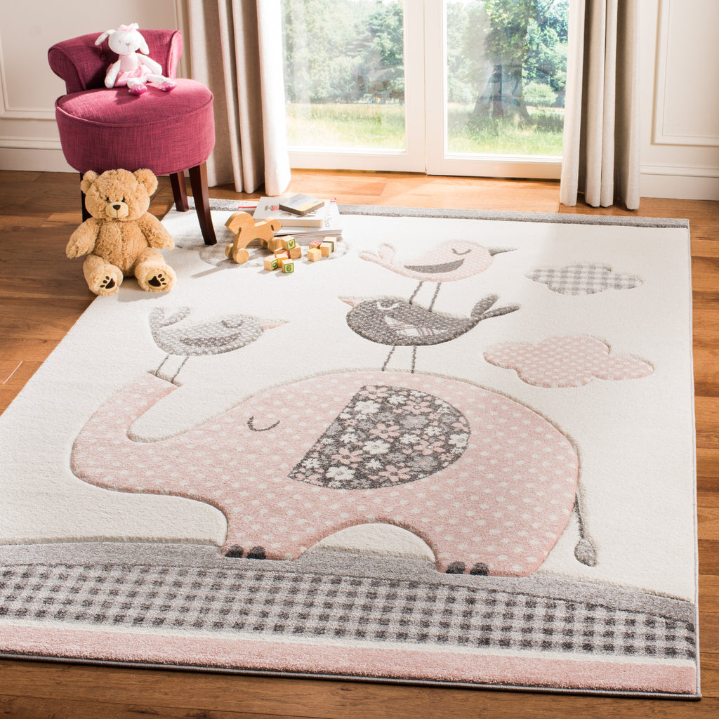 Safavieh Carousel Kids 100 Rug Collection CRK127P - Pink / Ivory
