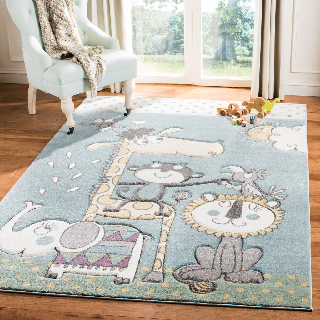 Safavieh Carousel Kids 100 Rug Collection CRK185A - Ivory / Blue