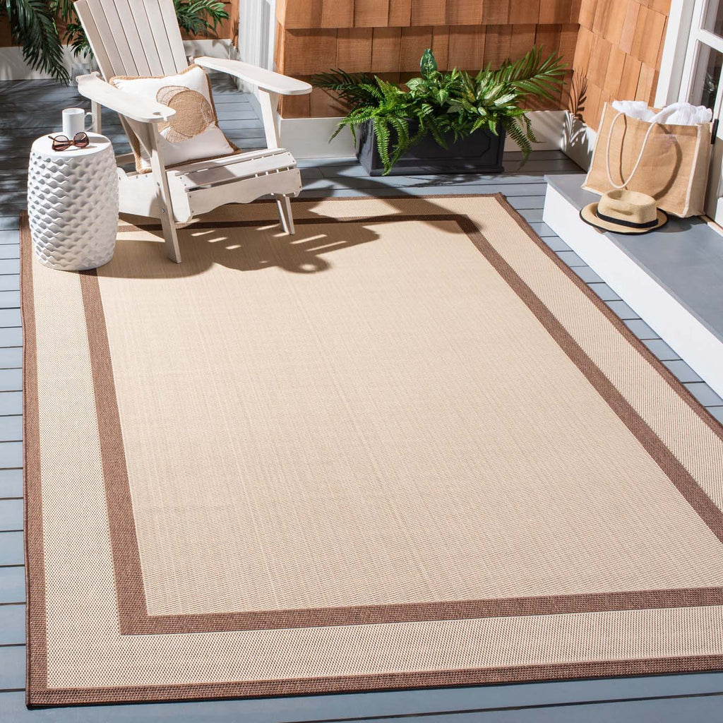 Safavieh Courtyard Rug Collection: CY6822-402 - Natural / Chocolate