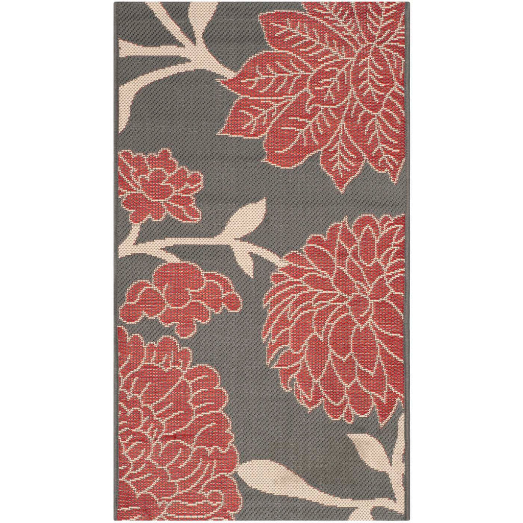 Safavieh Courtyard Rug Collection: CY7321-246A11 - Anthracite / Red