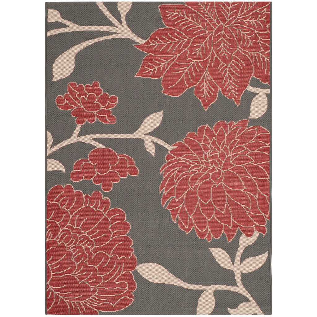 Safavieh Courtyard Rug Collection: CY7321-246A11 - Anthracite / Red