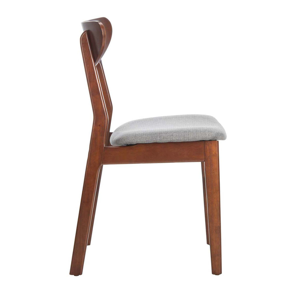 Safavieh Lucca Retro Dining Chair-Walnut/Grey Cushion (Set of 2)