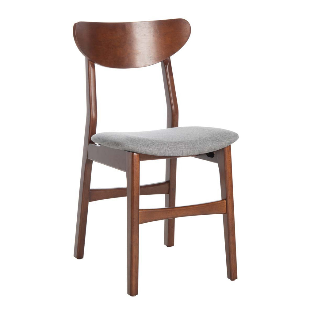 Safavieh Lucca Retro Dining Chair-Walnut/Grey Cushion (Set of 2)