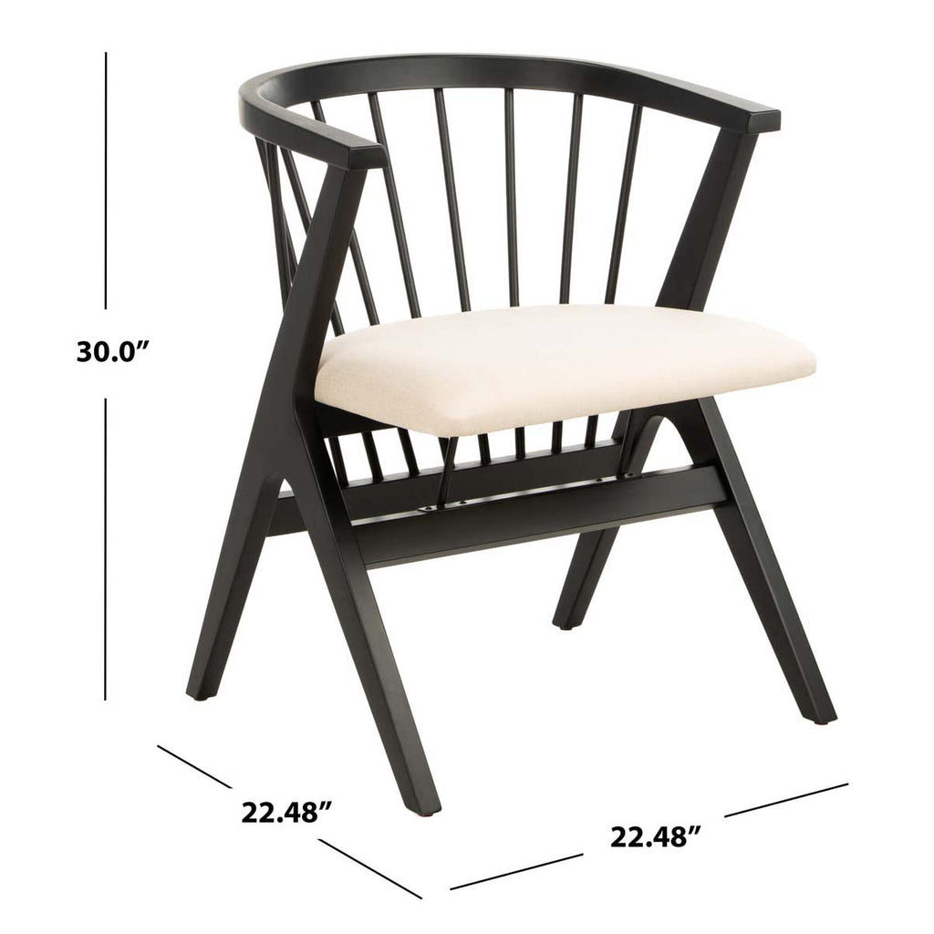 Safavieh Noah Spindle Dining Chair-Black/Beige Cushion (Set of 2)