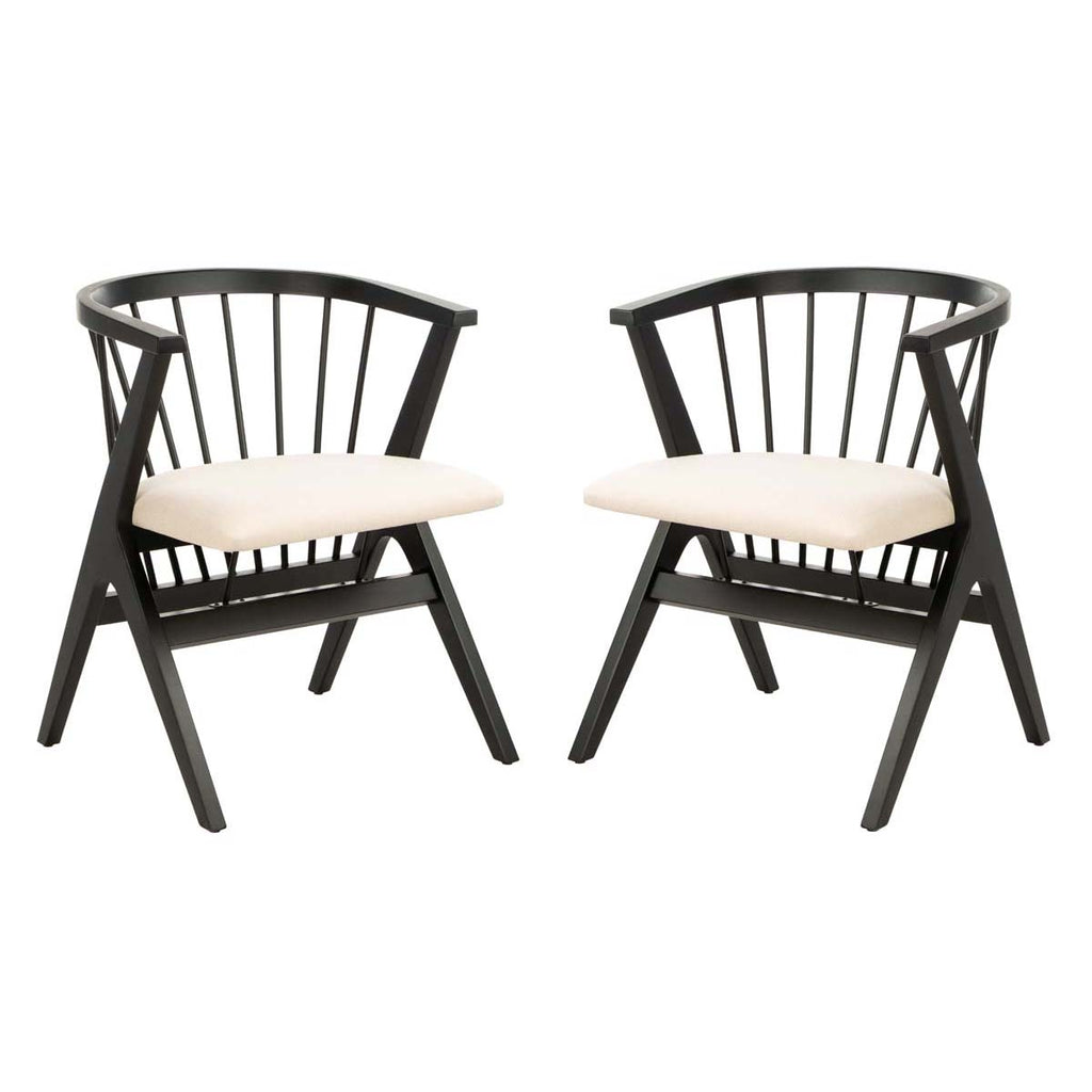 Safavieh Noah Spindle Dining Chair-Black/Beige Cushion (Set of 2)