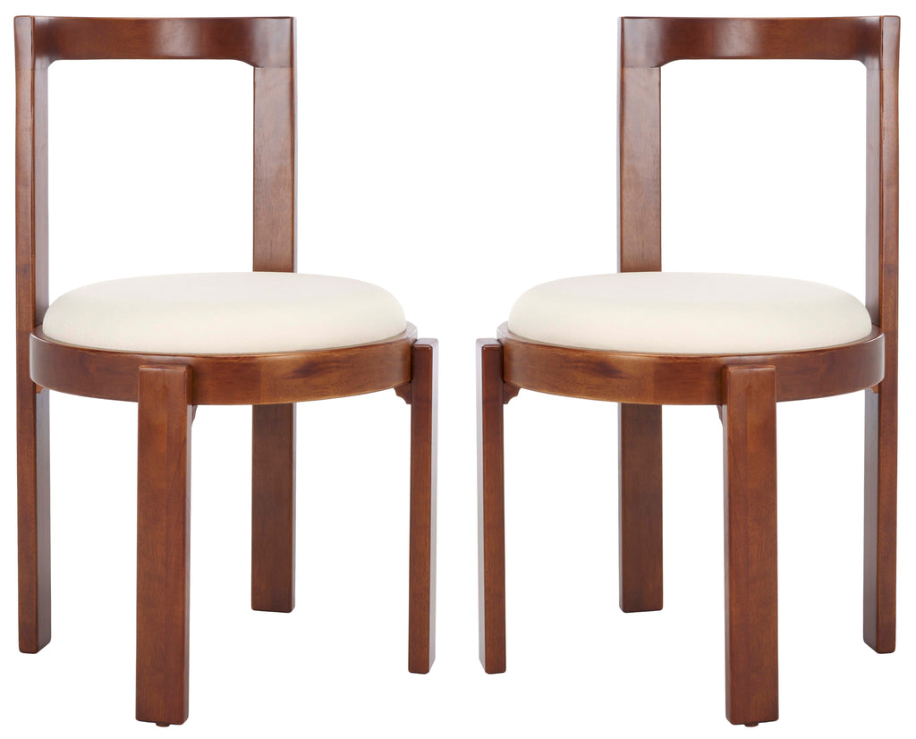 Safavieh Estes Round Dining Chair (Set of 2) - Walnut / White