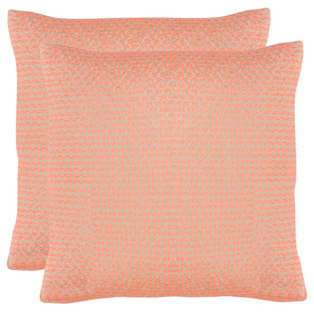 Safavieh Box Stitch  Pillow - Neon Tangerine