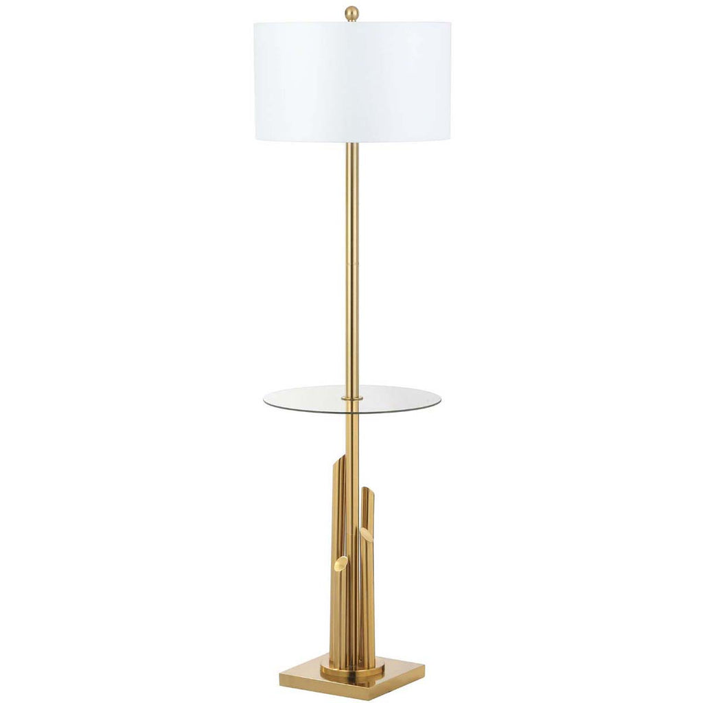 Safavieh Ambrosio 61 Inch H Floor Lamp Side Table-Brass/Gold