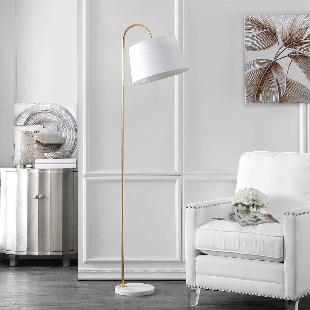 Safavieh Dacey Floor Lamp-Gold Leaf/White